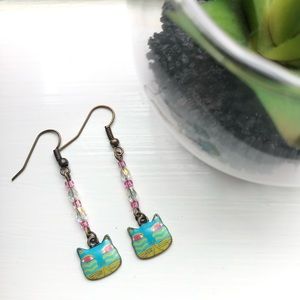 NEW Unique Cat Charm Earrings Handmade